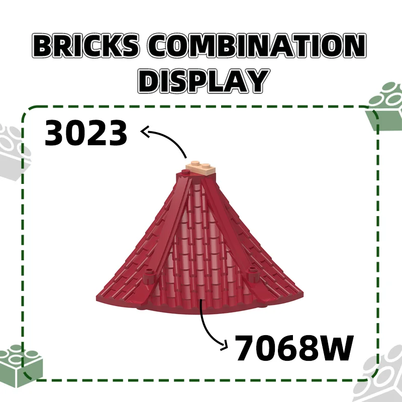 WANGE 3Pcs/Lot 7068W Octagonal Pointed Roof Tiles Bulk Small Building Blocks Assembly Compatible DIY Toy Parts Gift Box