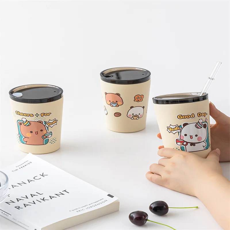 Cartoon Panda Yier Bubu Peripheral Cup With Lid 360ml 304 Stainless Steel Heat-Resistant Frosted Portable Drinking Glass Gift