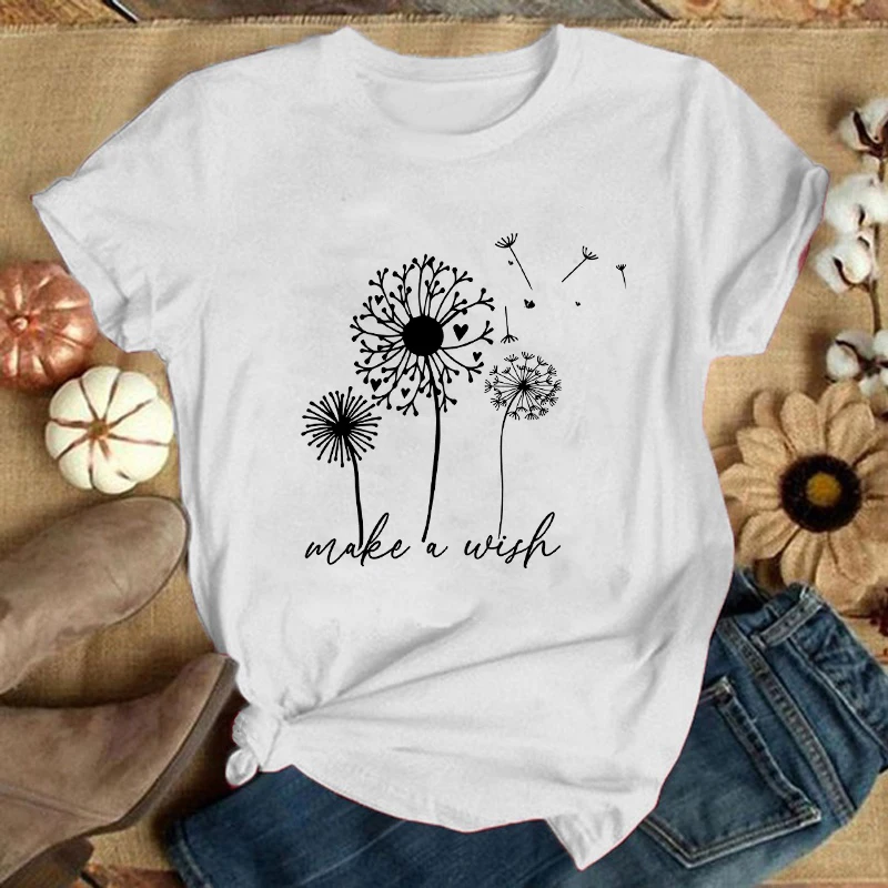 

Fashion Dandelion Make A Wish Print Hip Hop Short Sleeve Men Women Summer Cool Casual Outdoor T Shirts Tops(Premium T-shirt)