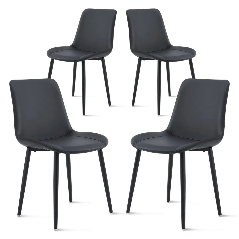 

Leather Dining Chairs Set of 4, Mid Century Modern Faux Leather Kitchen amp Dining Room Chairs, Comfortable Dinner Chair Kitche