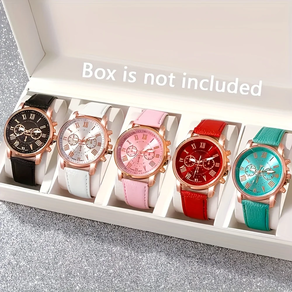 2pcs/5pcs/10pcs Women's Colorful Series Watch Set Classic Candy Color Roman Scale Dial Quartz Watch Combination Set