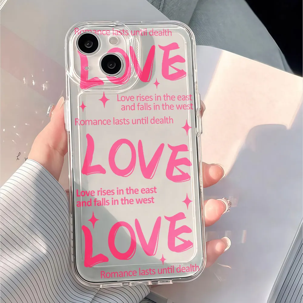 Hard Shockproof Phone Case For Samsung Galaxy S22 S25 S21 S26 Ultra S24 S23 Plus A55 A53 A36 A54 A35 A56 Pink Love Korean Cover