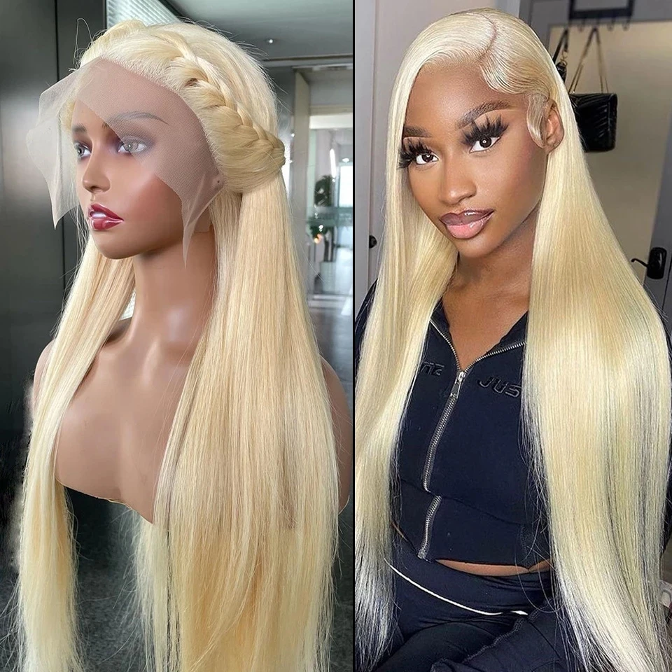 613 13x6 HD Lace Frontal Wig Blonde Colored 13x4 Lace Front Human Hair Wigs For Women Pre pucked Bone Straight Human Hair Wigs