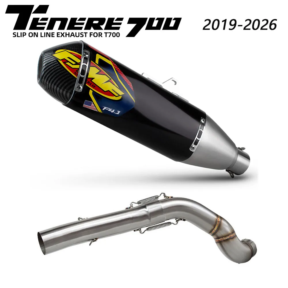 Motorcycle Exhaust FMF Muffler with DB Killer For Yamaha T7 T700 T700S Tenere700 TENERE 700 XTZ690 2019-2026 Escape Mid Pipe