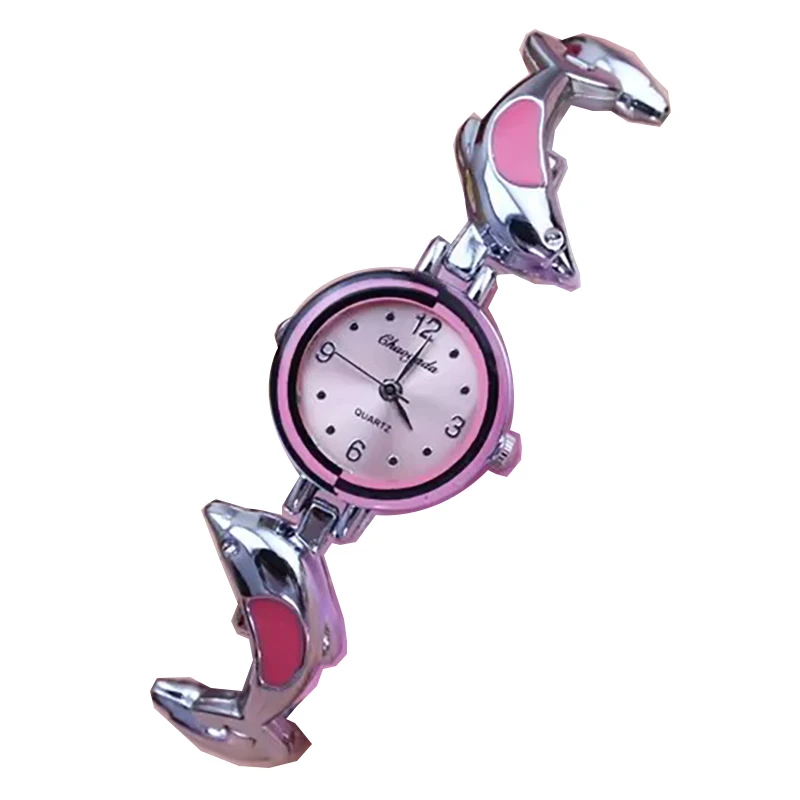 Reloj de pulsera de cuarzo con cristales para mujer, accesorio de pulsera con diseño de delfines y dibujos animados, a la moda, gran oferta, 2024