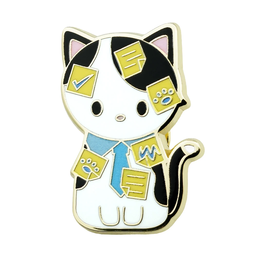 Niedliche Kuh-Katze Emaille-Anstecknadel Post-it Kätzchen-Abzeichen Anhängliches Kätzchen-Brosche Kreatives Neuartiges Halsband-Zubehör Reversnadel Geschenk – Detail 1