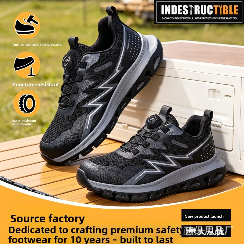 Ultra Men Summer Breathable Steel Toe Safety Work Shoes Anti Smash Anti Puncture Wear Resistant Non Slip Durable Construction