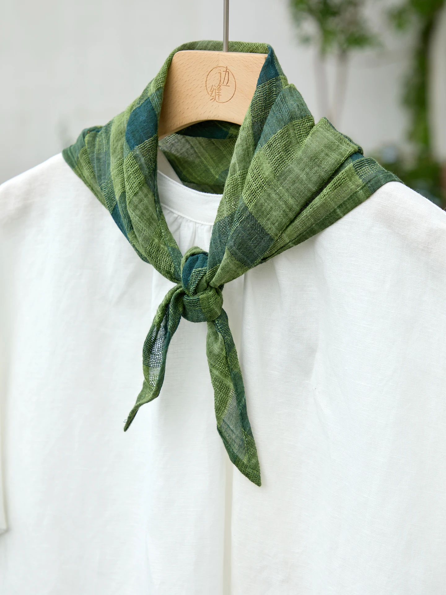 

Original Linen Plaid Scarf Women's Summer Versatile Decorative Headscarf Necktie Accessory Japanese Style Spring Summer