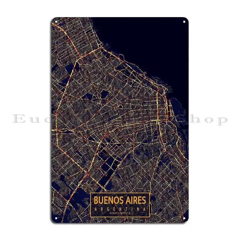 Buenos Aires Argentina City At Night Metal Sign Wall Decor Pub Wall Decor Cinema Customized Tin Sign Poster