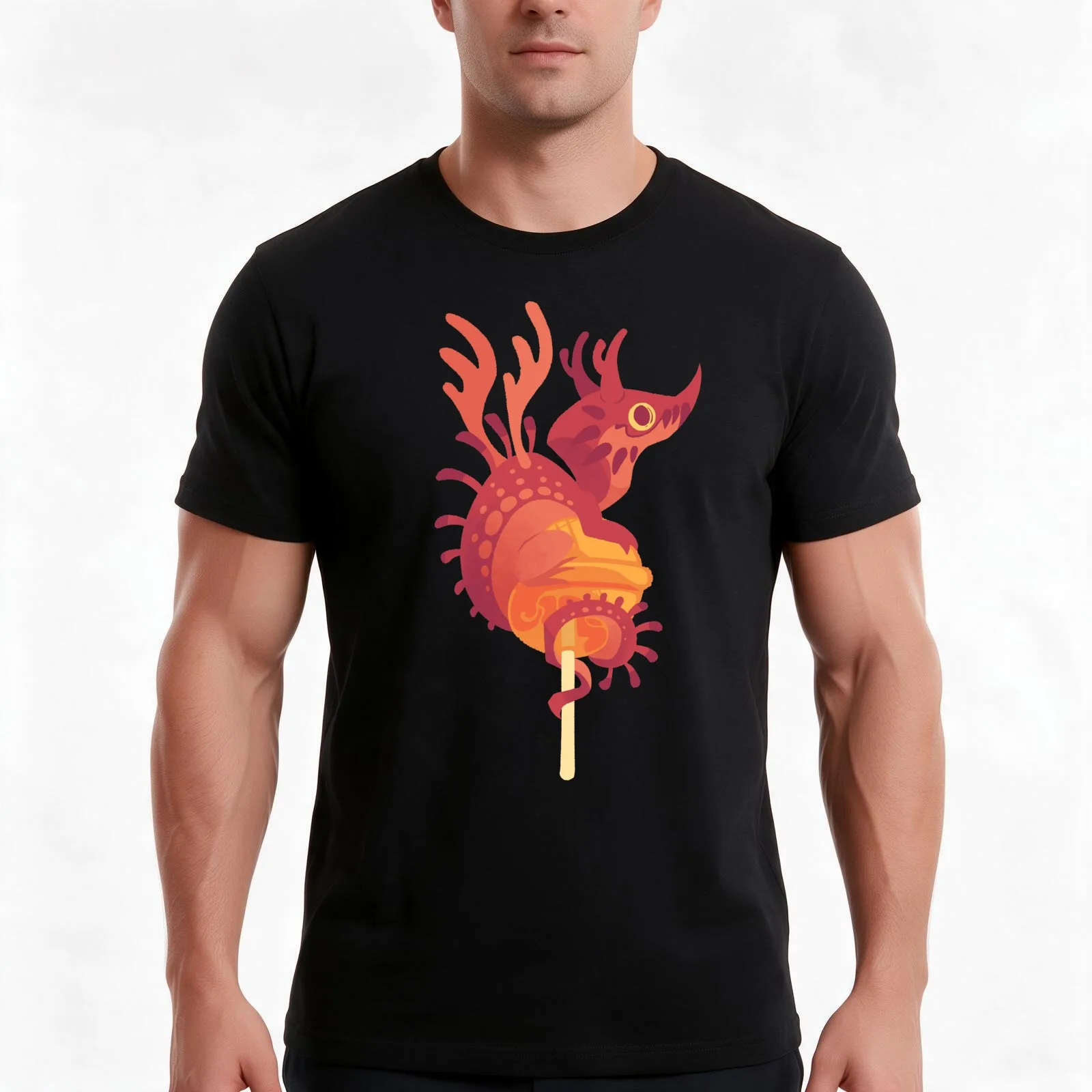 Dragonpop alebrije cherry orange T-Shirt, Summer Casual Cotton Tee, Oversized Streetwear Tops, Vintage Graphic Print