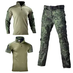 Russia CP Men Tactical Camo  Uniform US Airsoft Paintball Training Clothing Combat Shirt Cargo Pants with Pads Safari