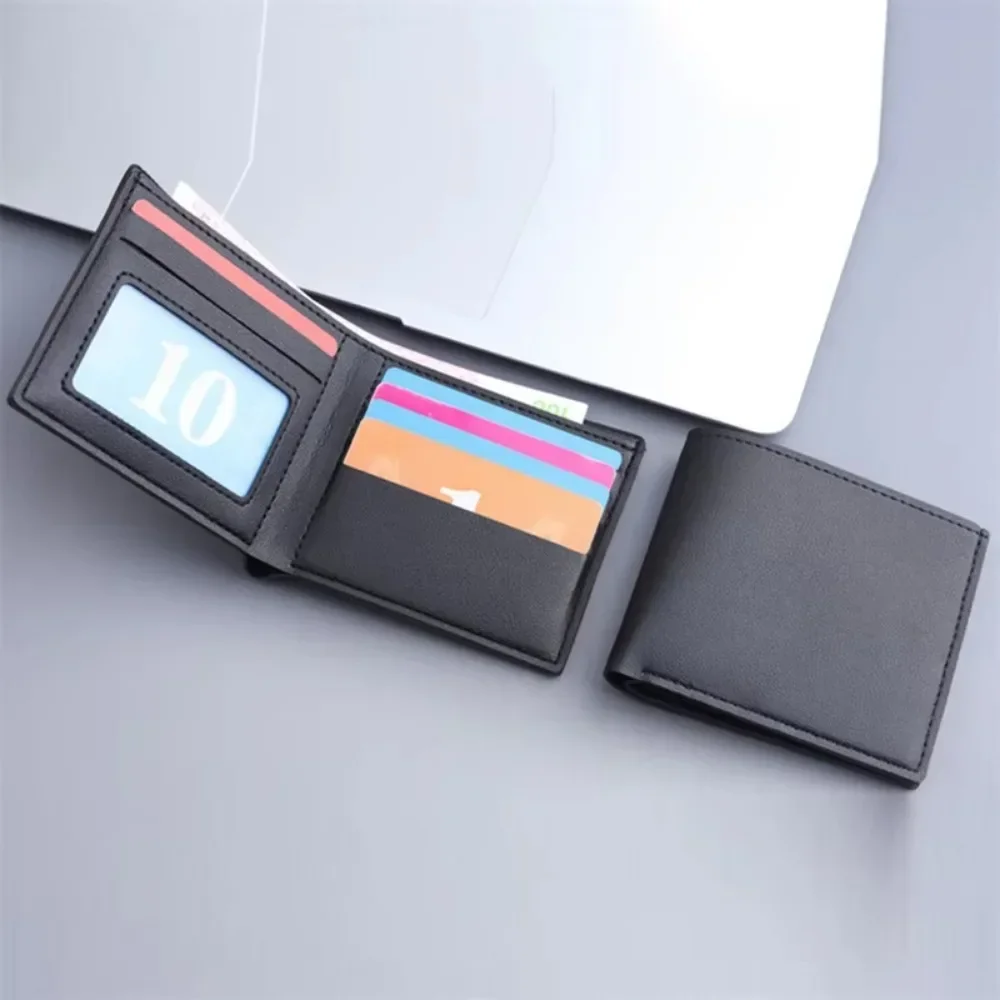 

Men Short Pu Leather Wallets Vintage Thin Male Credit Card Holder Black Small Money Purses Holder Purse Wallet Case Card Holder
