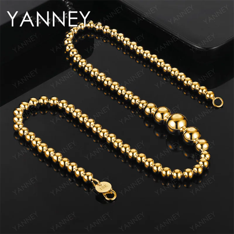 

925 silver 18K gold exquisite round bead necklace for men and women party gift jewelry wedding accessories
