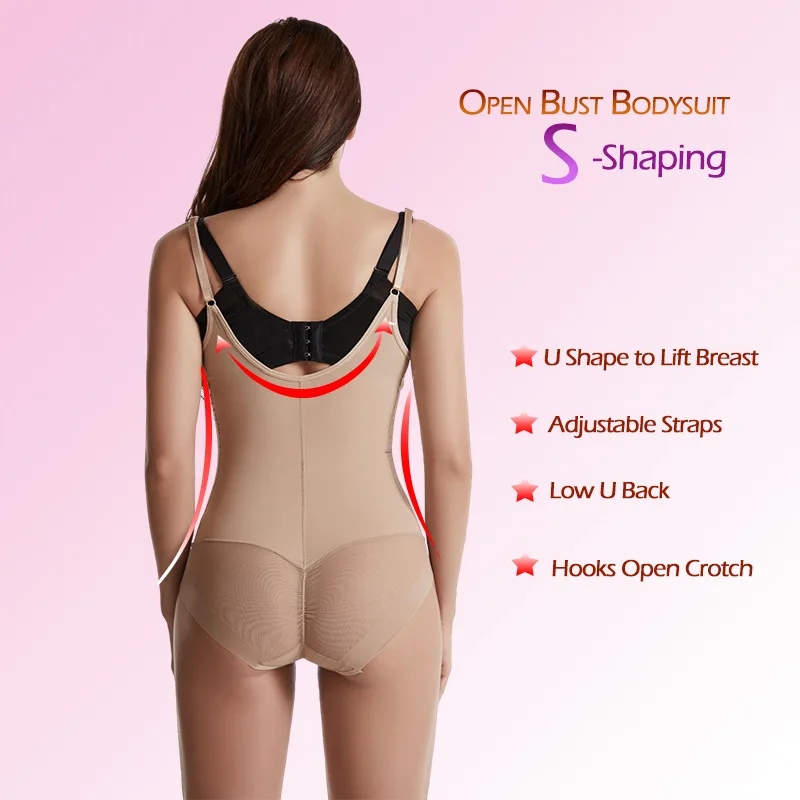 Women U-shaped Breast Support Sling Shapewear Jumpsuit Belly Girdle Waist Body Underwear Thin Gathered Hook Buckle Croset