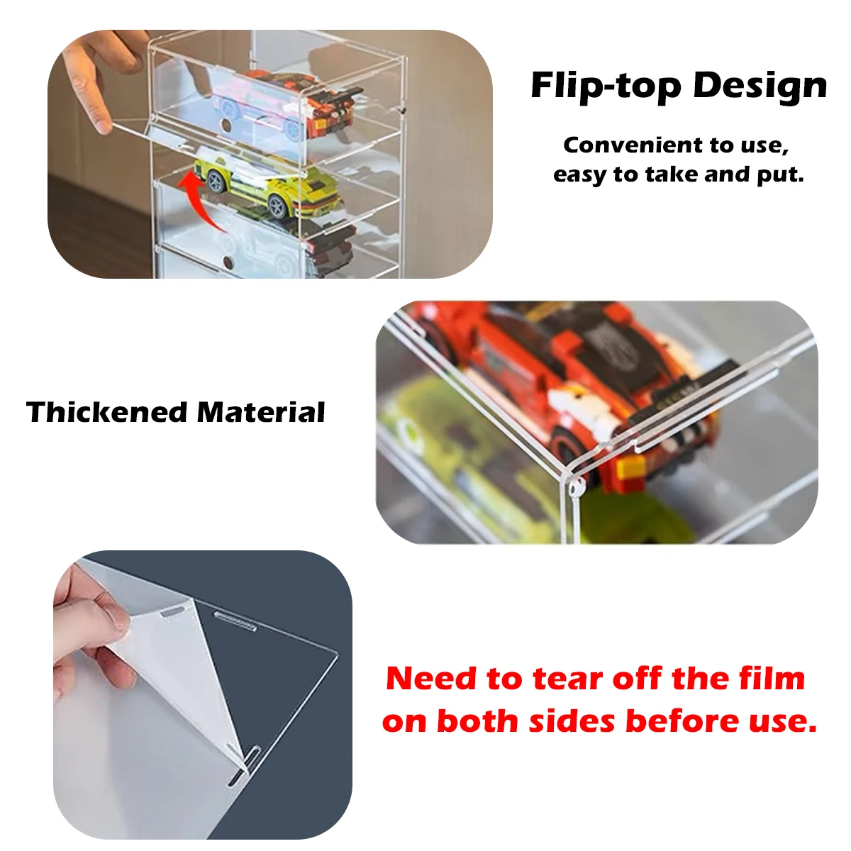 Transparent Acrylic Multi-Layer Display Case, Model Car, Figure and Collectible Storage Box