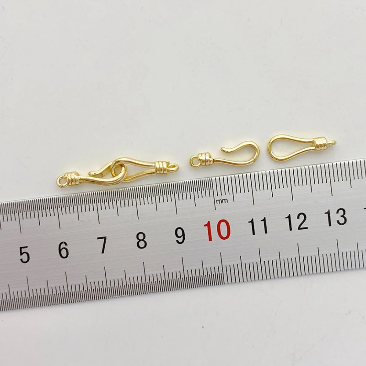 14K Gold Plated Fish Hook End Connector DIY Pearl Bracelet Necklace Button Jewelry Findings