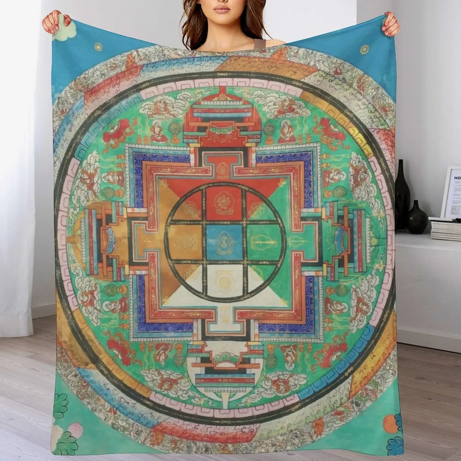 

Buddhist Mandala Thangka Art Throw Blanket Tourist Sofa Throw Blankets Sofas Of Decoration Decoratives Blankets