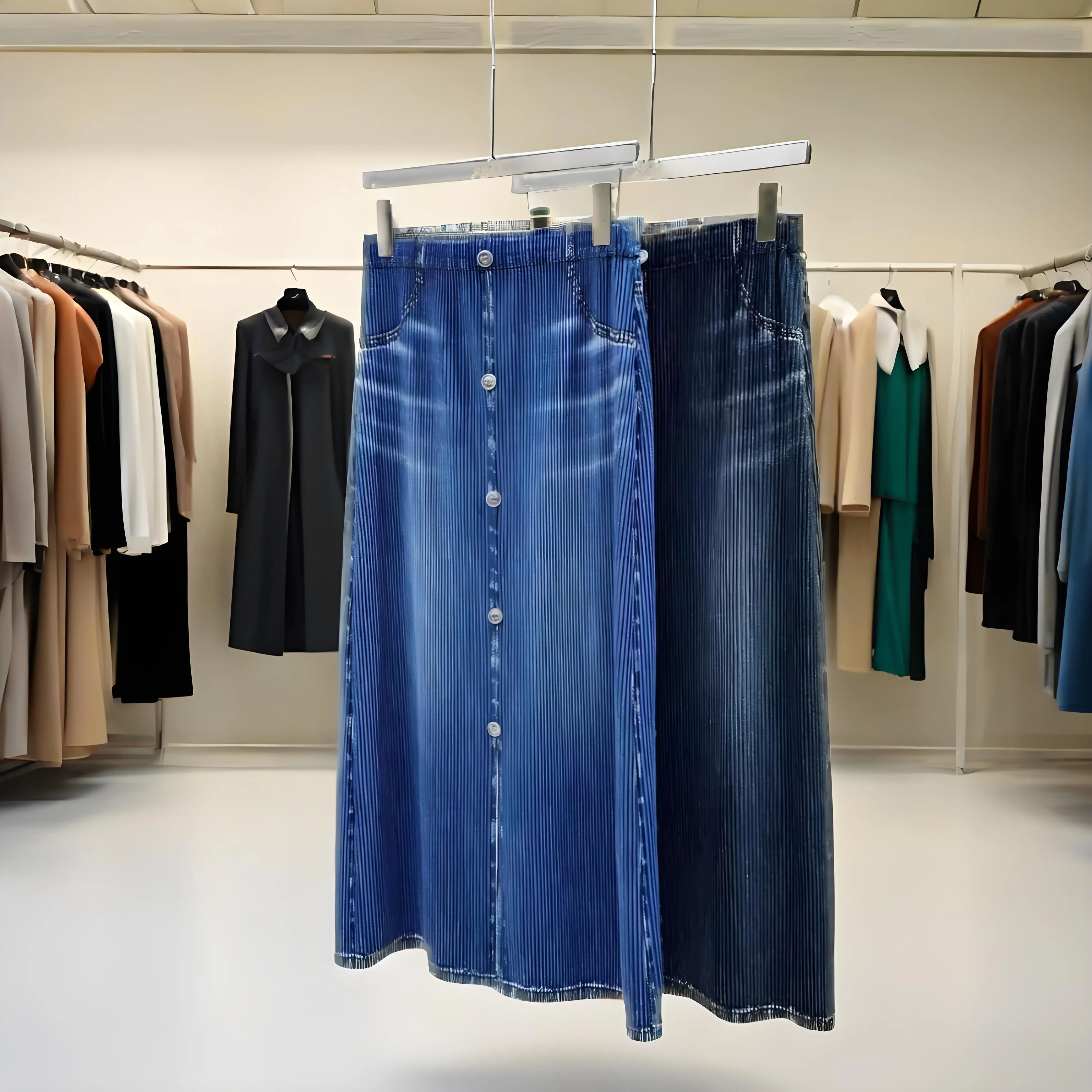

Miyake 2025 Folds Spring New High Waist Plisse Fashion Temperament Versatile Casual Commuter Pleated Style Split Skinny Skirt