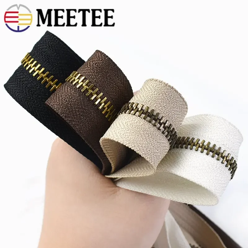 1/2/3/4Meters Meetee 5# Metal Zippers Endless Zips Bag Jacket Clothes Luggage Zipper for Sewing Repair Kits Accessories