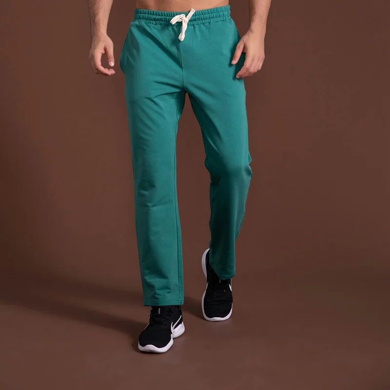 Spring And Autumn Straight PantsMen Pure Cotton Breathable Casual Couple Sweatpants Drawstring Elastic Waist Workout Track Pants