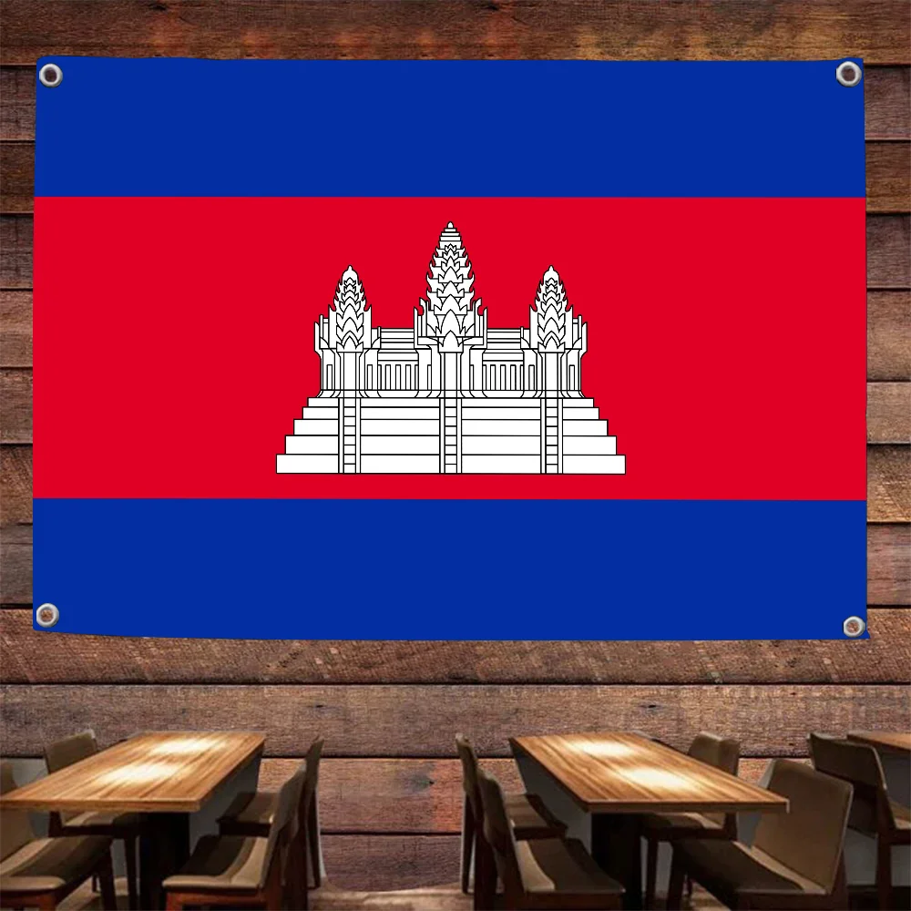 1pc Cambodia Flag Flags And Banners Four Hole Flag Polyester Outdoor Decor Room Aesthetic