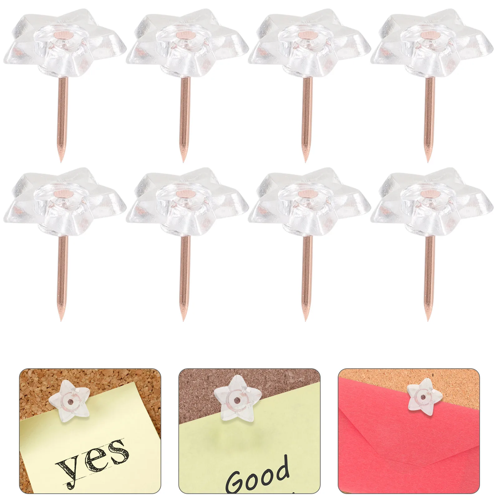 100 قطعة دبابيس ضغط بلاستيكية شفافة على شكل نجمة للوحة الإعلانات شريط الفلين خريطة علامة صور جدار ديكور #3