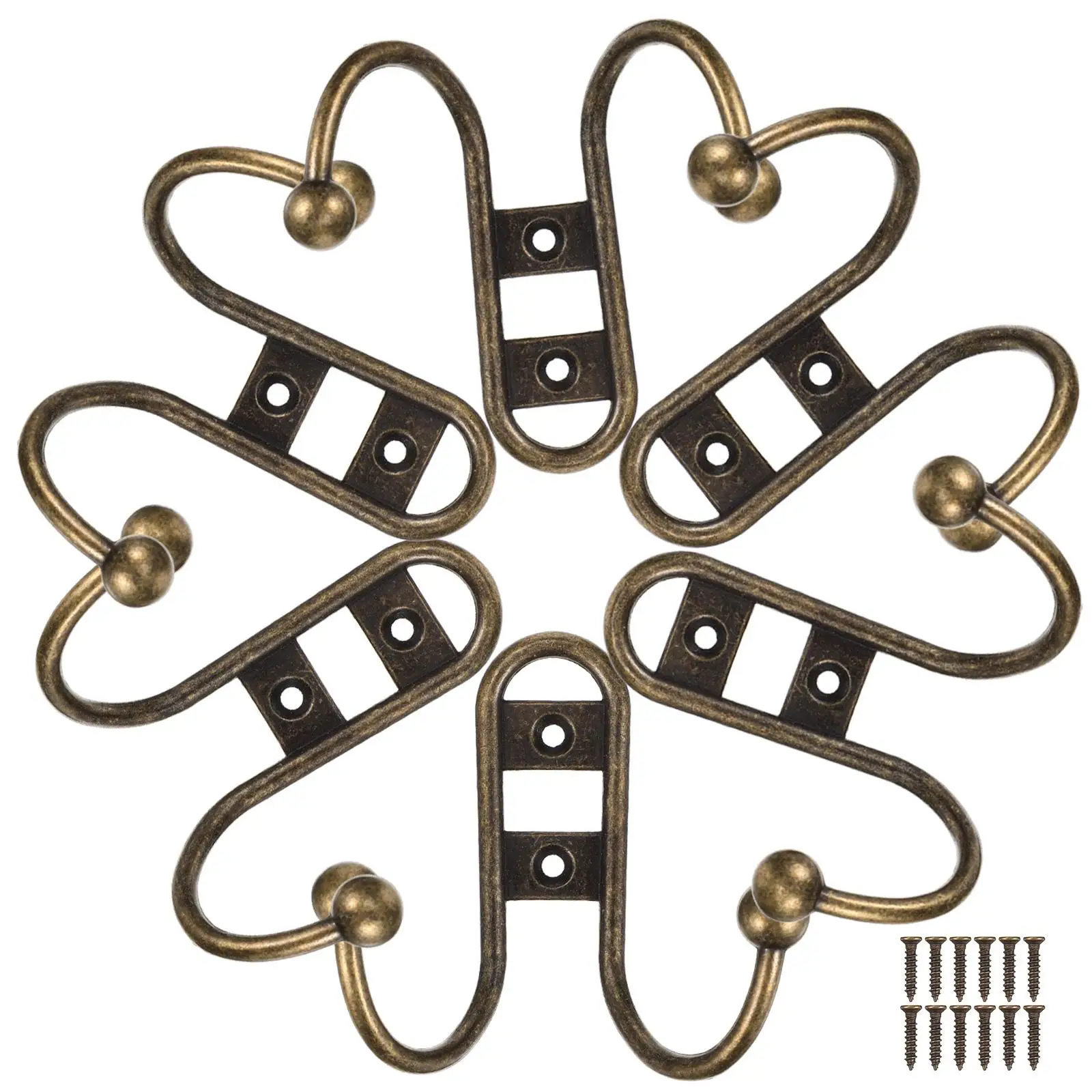 

6pcs Vintage Hooks Heavy Duty Metal Hanging Towel Storage Hook Hooks for Bathroom Kitchen Bedroom Smooth Compact