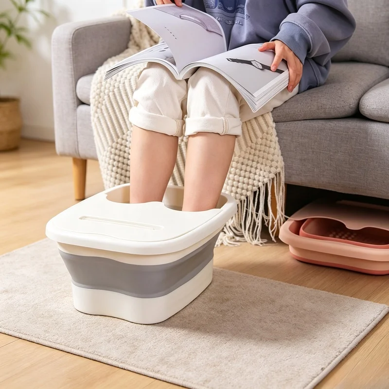 Portable Foldable Foot Bath Tub with Massage Nodes Lightweight Soaking Basin Home Spa Sauna Bucket for Foot Relaxation & Pedicur