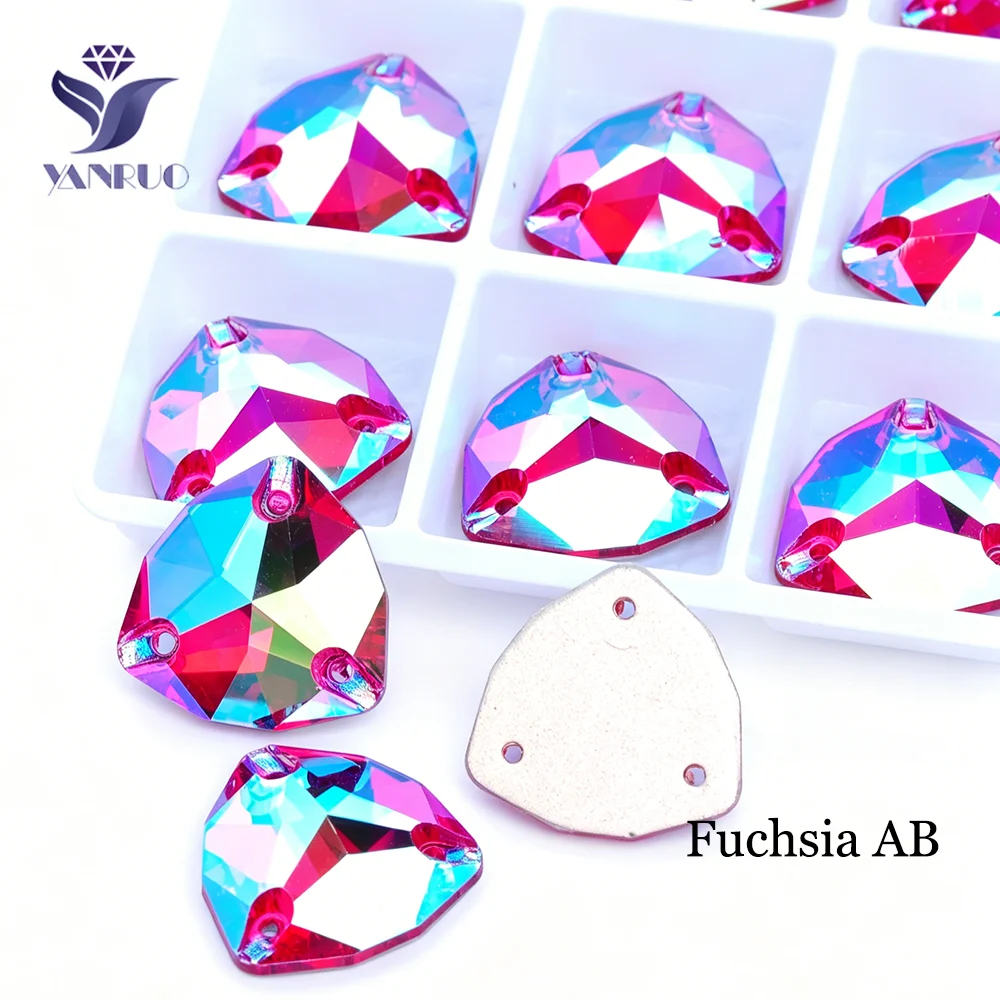 YANRUO 3272 Trilliant Kristall-Aufnähsteine 12mm 16mm Charm AB Schmuckglassteine für Jacken- und Kleidungsdekoration – Detail 1