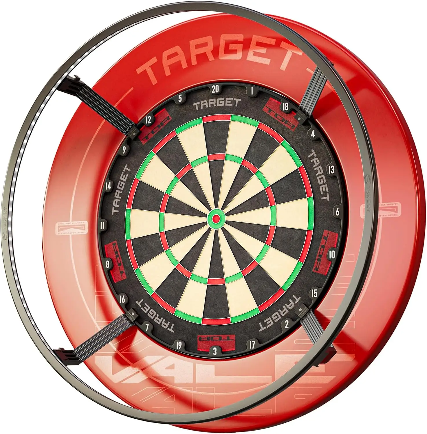 ^Corona Vision Dartboard Lighting System, Black Frame | White LED Dart Board Surround Ring Light with Magnetic Feet | Shadow