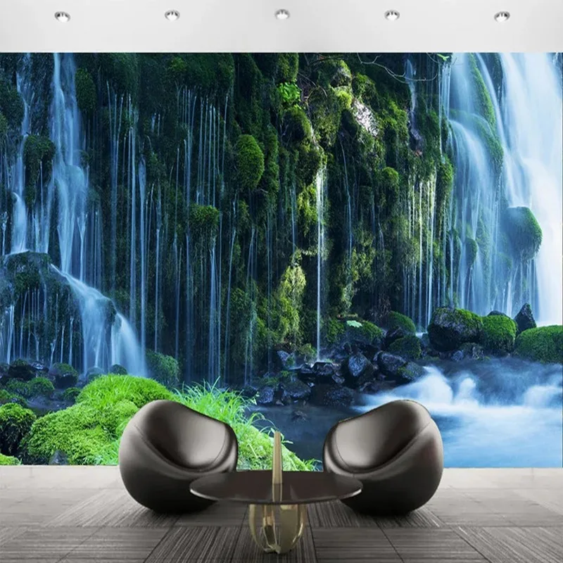 Papel de Parede Clássico de Cozinha com Paisagem Natural de Cachoeira, Pintura de Parede para Decoração de Quarto e Sala, Papel de Parede Mural 3D