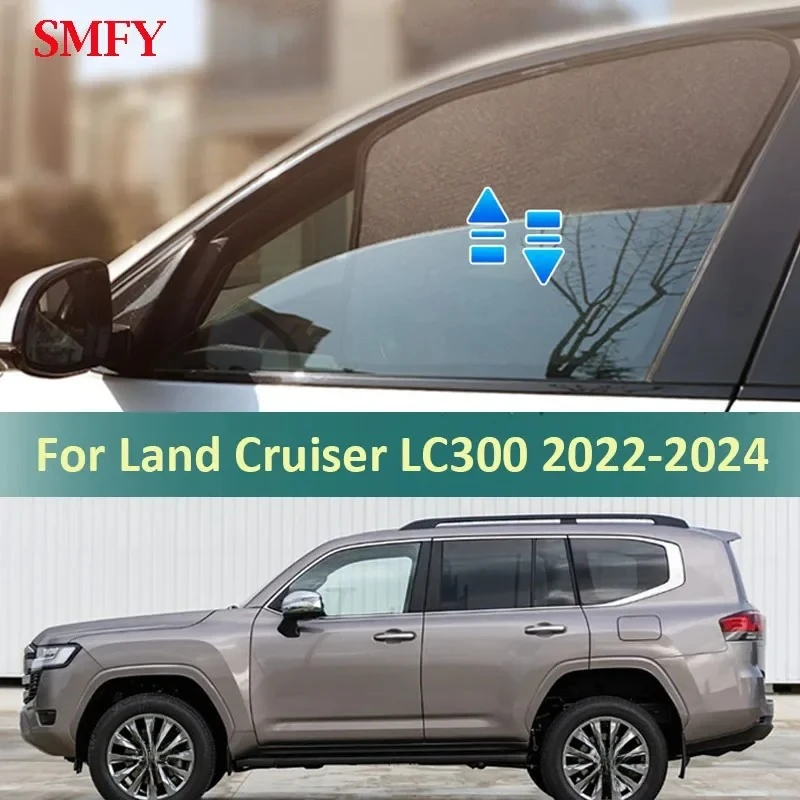 For Toyota Land Cruiser 300 LC300 2023 2024 Magnetic Car Sunshade Side Window Sun Visor Heat Protection Sunshield Mesh Curtain
