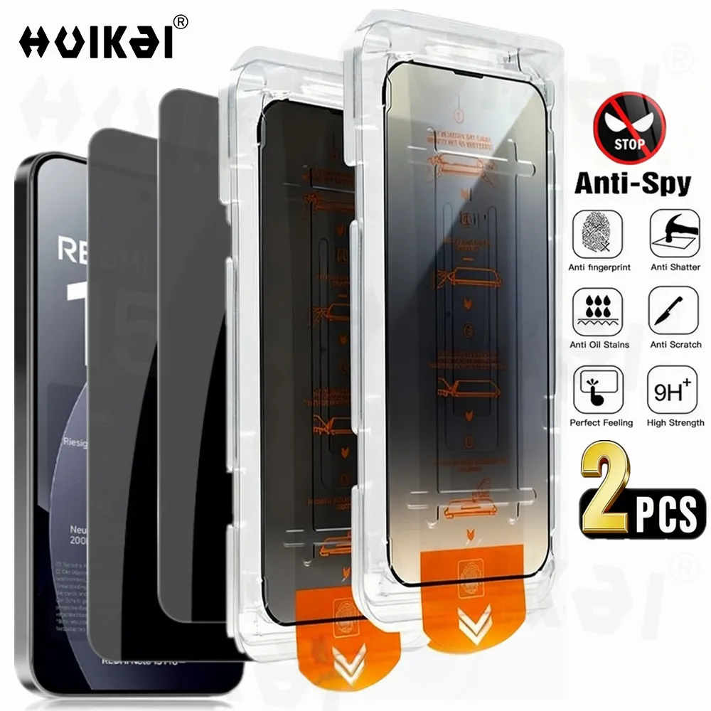 

2 Pack For Xiaomi Redmi Note 15 Pro+ Plus Redmi Note 15 Pro Privacy Tempered Glass Screen Protector Auto Dust Elimination Bubble