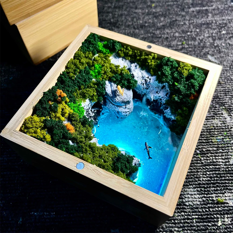 

Whale Deer Heart-shaped Bay Peach Blossom Island Marine Resin Luminous Decoration Handcrafted Bamboo Box Gift Home Decoration