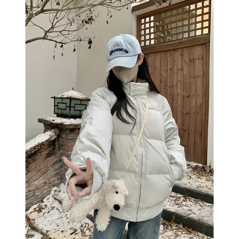 Black Down Jacket Women Coat Thicken Fashion American Streetwear Y2K Style Duck Down Feather Female Winter Solid White Outwear