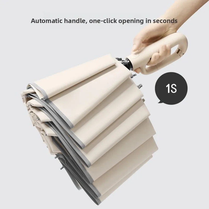 Full-Automatic Snap-Closure Umbrella Extra-Large Reinforced Thickened Men's & Women's Umbrella Student Commuter &