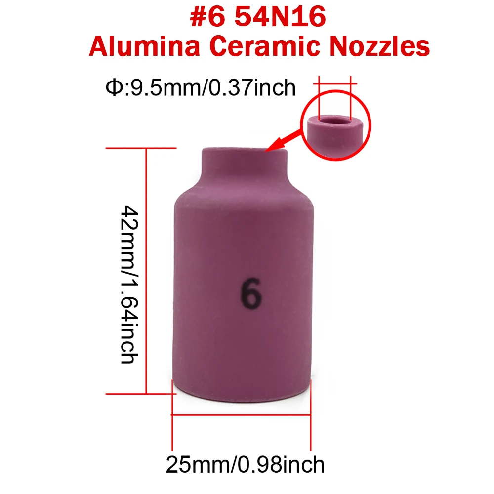 Imagem -05 - Tig Tocha de Soldagem 54n16 Cerâmica Bicos Tig Collet Corpo Médio Lente Gás 1.0 1.6 2.0 2.4 3.2 4.0 mm para Tig Wp17 Wp18 Wp26 Peças