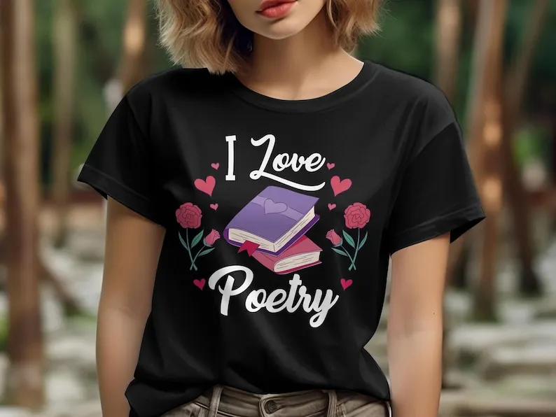 Cute Book Lover T-Shirt Floral Heart Design  Romantic Novel Reading Unique Graphic Shirt Gift Cozy Casual Wear Top