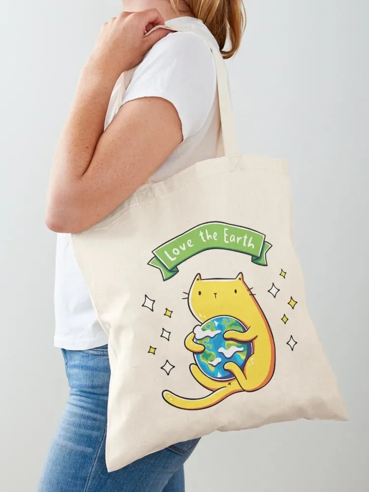 

Love the Earth Cat Tote Bag canvas shopping bag Shopper bag tote bags cloth bags personalized tote