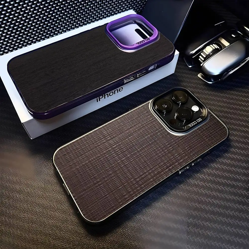 

Wood Grain Texture Phone Case For iPhone17,16,15,14,13,12,11 Plus,Pro Max Purple Matte Shockproof Cover
