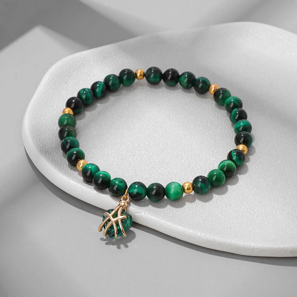 Großhandel Naturstein Rosa Rosenquarz Perlen Armband Frauen Tigerauge Katzenauge Perlen Herz Anhänger Armbänder Heilung Schmuck – Detail 13