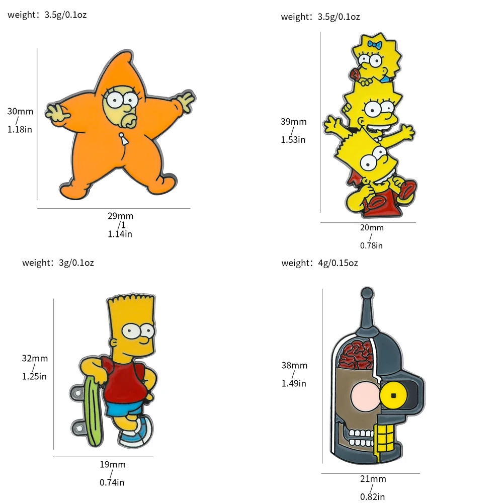 Comedy Anime TV Homer Simpson Series Enamel Pins Brooch Lapel Badges Cartoon Funny Jewelry Gift for Kids Friends