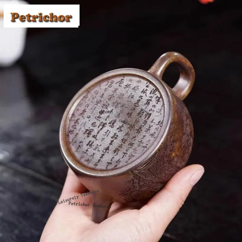 200ml Creative Yixing Purple Clay Teapot Handmade De Zhong Pot Raw Ore Wood-fired Porcelain Mud Kettle With Infuser Zisha Teaset