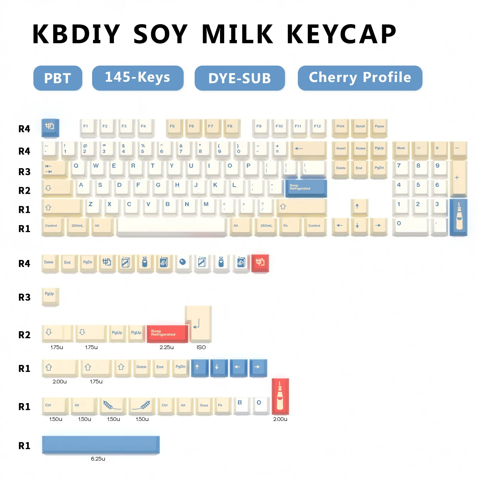 KBDiy 145 مفتاحًا/مجموعة أغطية مفاتيح GMK للوحة المفاتيح الميكانيكية ملف الكرز GMK حليب الصويا Keycap PBT لمفاتيح MX لـ 60/61/68/84/87