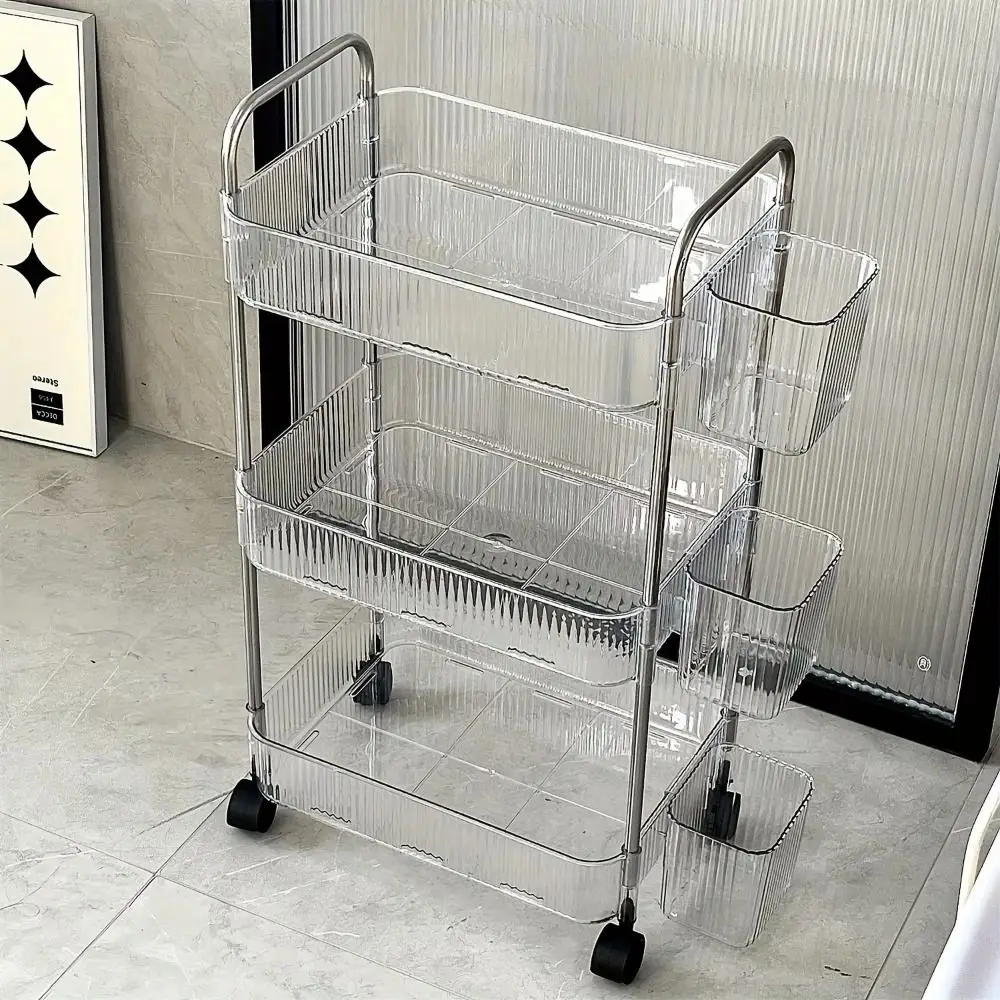 

Multifunctional Rolling Organizer 3Tier Clear Storage Cart Space-saving Light Luxury Kitchenware Movable Convenient
