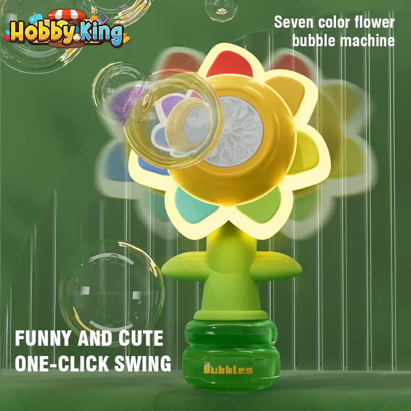 Sunflower Bubble Gun Kids Toy Electric Soap Blowers Automatic Bubble Machine with Light Swing Toy Children Gift Outdoor Games