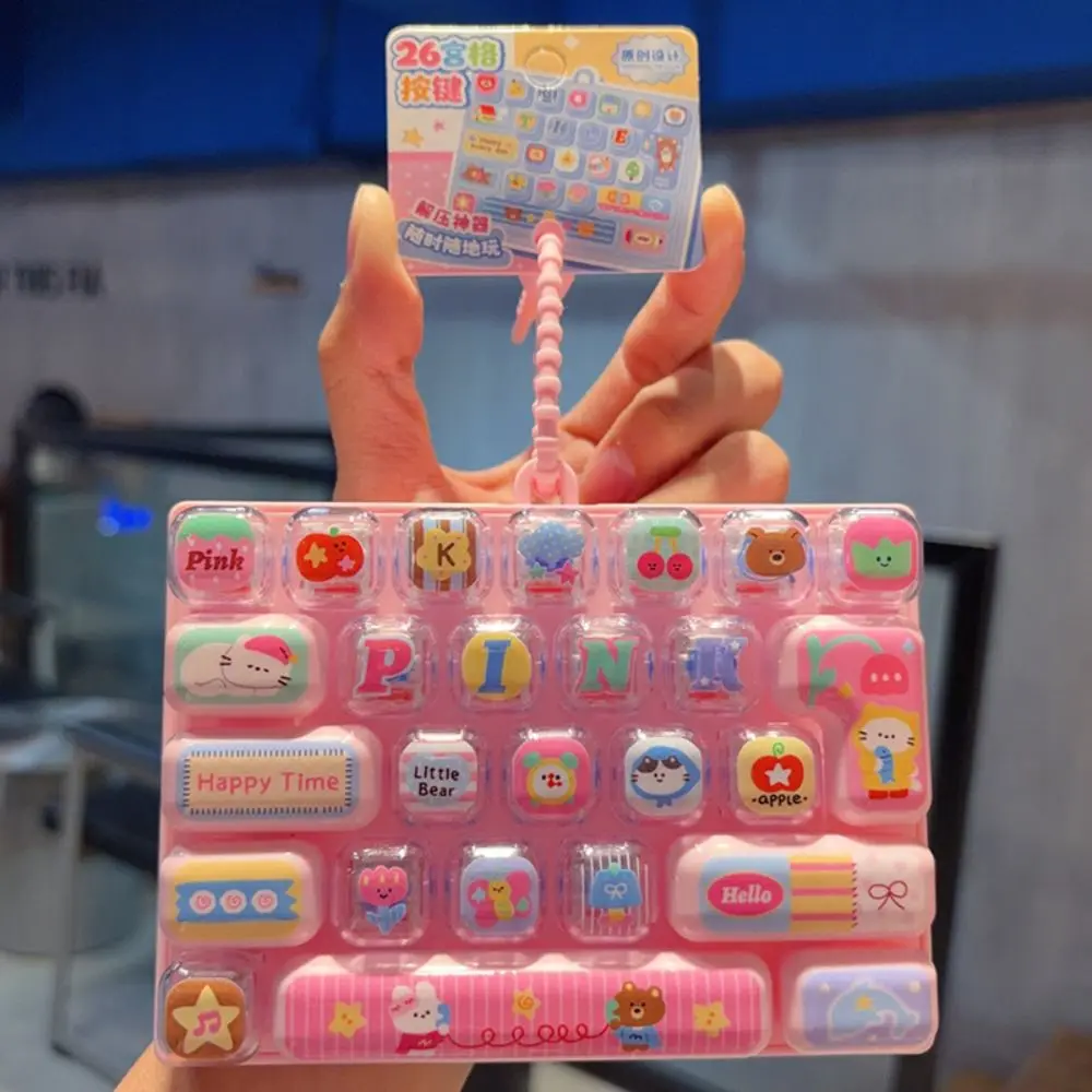 Animals Theme 26 Keys Keyboard Keychain Clear Key Sounds Plastic Mechanical Keyboard Pressable Keys Cartoon
