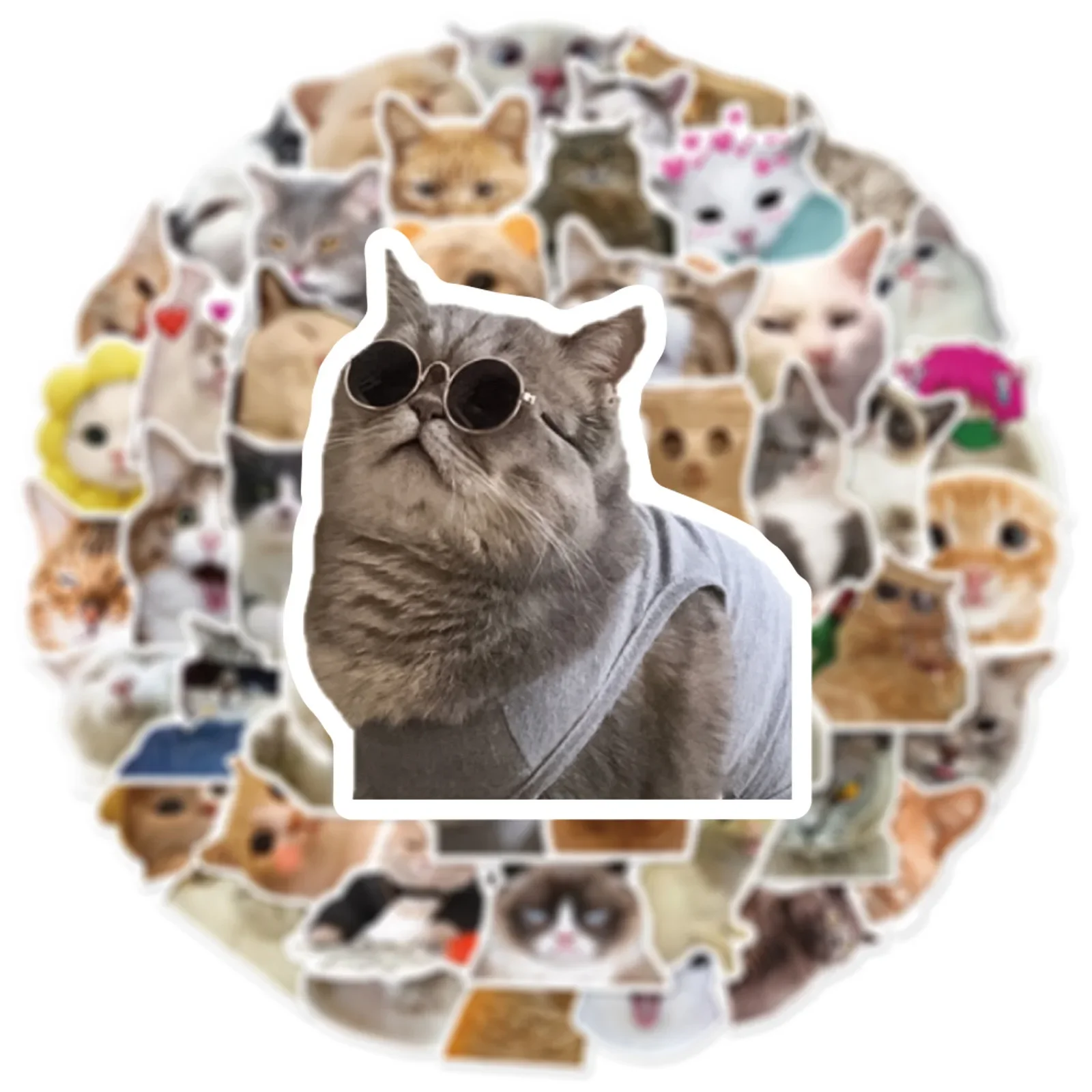 10/50pcs Cute Funny Cat Meme Stickers Aesthetic Kawaii Decals DIY Fridge Notebook Skateboard Phone Bike Car Graffiti Sticker Toy