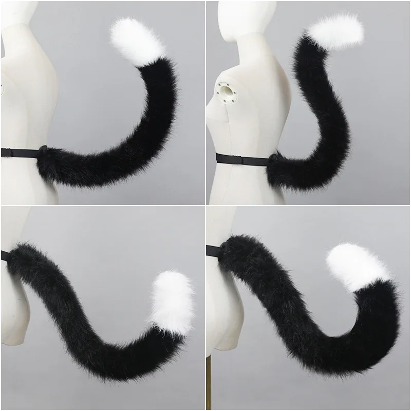 Cute Faux Fur Fox Tail Cat Wolf Cosplay Set Plush Mask Fluffy Paw Gloves for Halloween Christmas Party Plush Props Accessories view 6