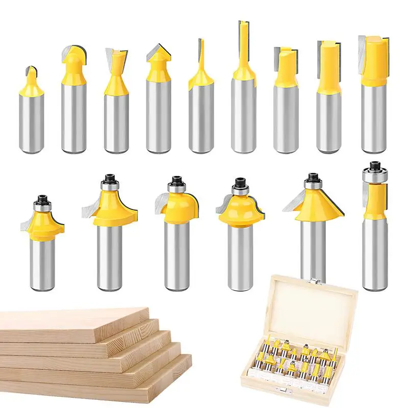 

Router Bit For Cabinet Doors 15PCS Multifunctional 1/2 Inch Shank Router Bit Portable Router Bits With Storage Box Long-lasting